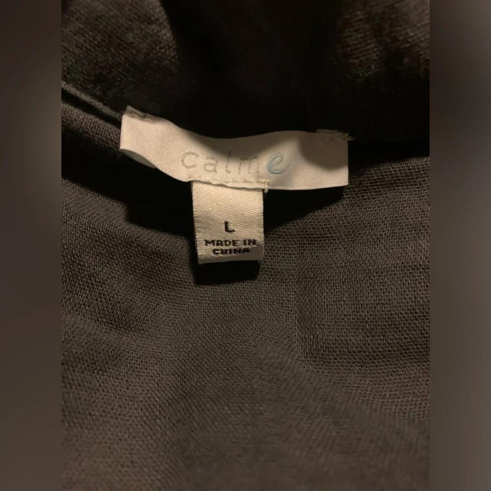 Johnny Was Calme Double Pocket Long Sleeve Shacket 100% Cotton Large Grey - Picture 8 of 9